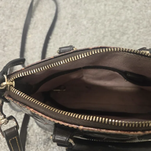 Dooney & Bourke Brown Croc-Embossed Leather Bag - Picture 9 of 12